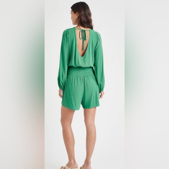 Splendid x Cella Jane Smock Waist blue white multi Romper size large brand new - Picture 10 of 12